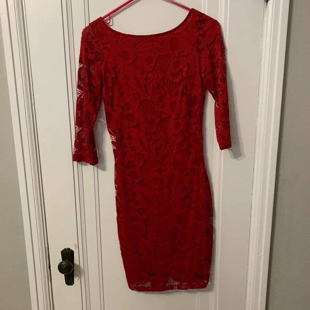Deep Red Lace Dress